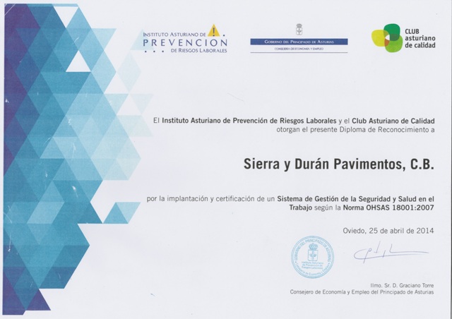 Diploma, Sierra y Durán, PRL